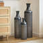 Ensemble de 3 vases de sol en métal - Grands vases à fleurs texturés noir mat pour une décoration intérieure moderne