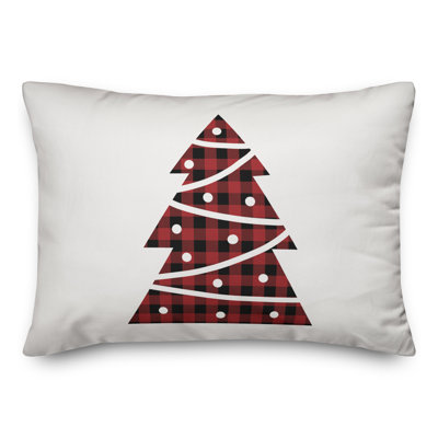Simple Christmas Tree Plaid Lumbar Pillow