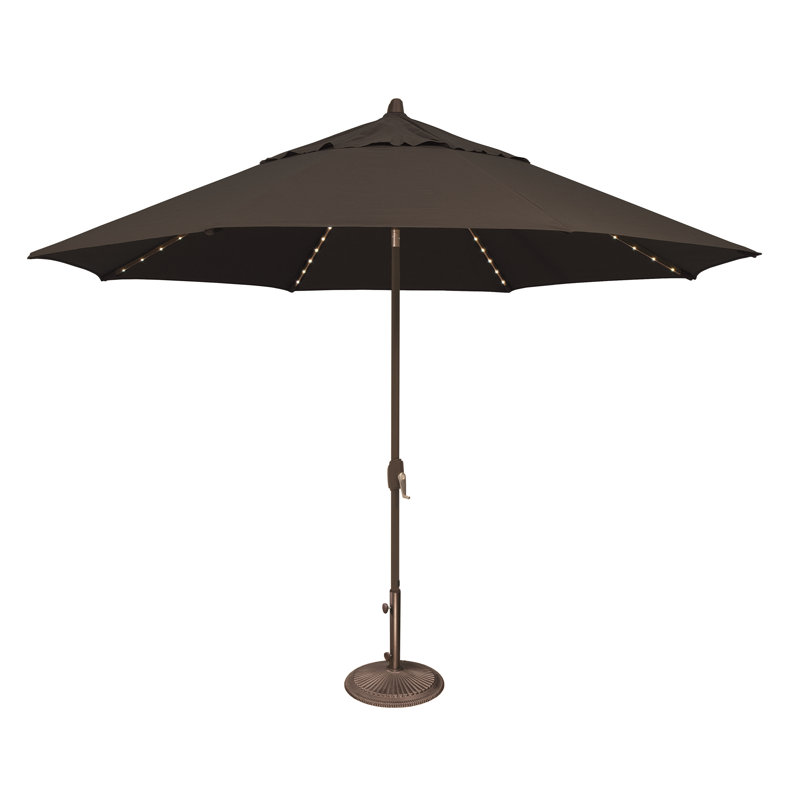 Parasol lumineux 11 'Lariat, Toile Sunbrella® noir, Bronze