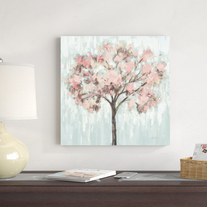 «Blooming Tree Blush Crop» par Silvia Vassileva - peinture sur toile tendue, H 20 po x l 20 po