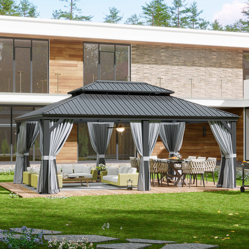 20'X14' Hardtop Gazebo With Galvanized Steel Roof