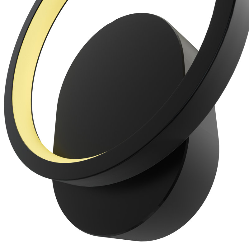 Arismendy 1-Light Modern LED Dimmable Flush Mounted Wall Sconce in Matte Black with Acrylic Shade