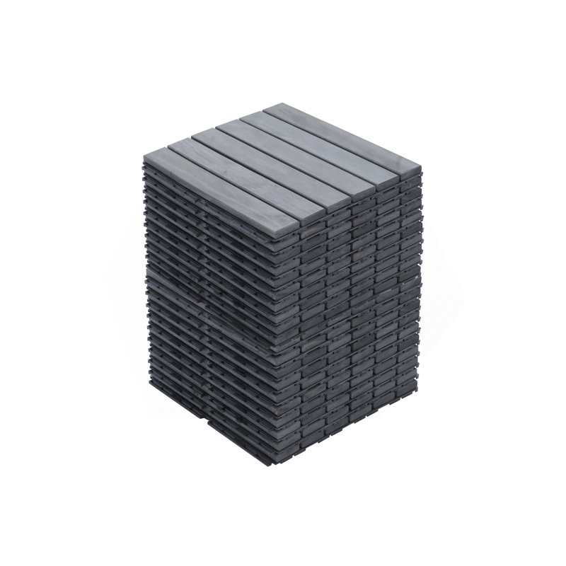 20 PCS Interlocking Deck Tiles Striped Pattern, Light Gray