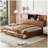 Wooden Daybed with 3 Storage Drawers, Upper Soft Board, shelf, and a set of Sockets and USB Ports-97691159-123252412