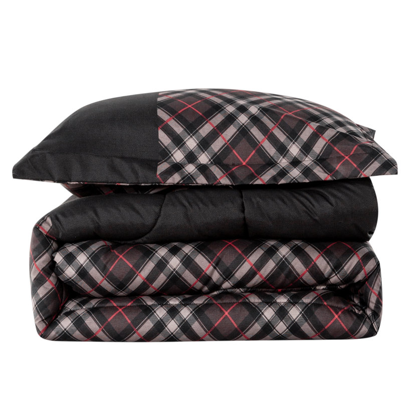 Twin Black and Red Microfiber Down Alternative Comforter Set