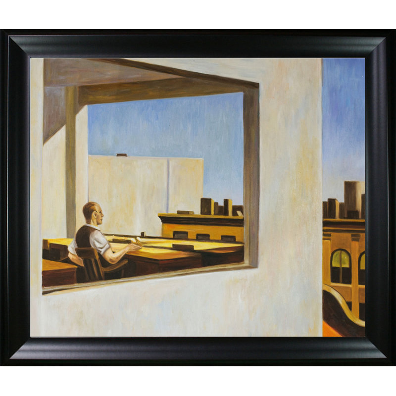 "Office in a Small City, 1953" par Edward Hopper - peinture sur toile à cadre flottant