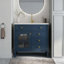 Meuble-lavabo Mid-Century avec capteur de mouvement et verre à motif, bleu-762229515