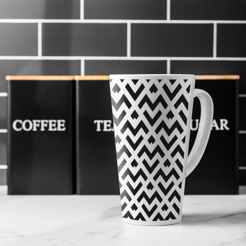 White Geometric Latte Mug