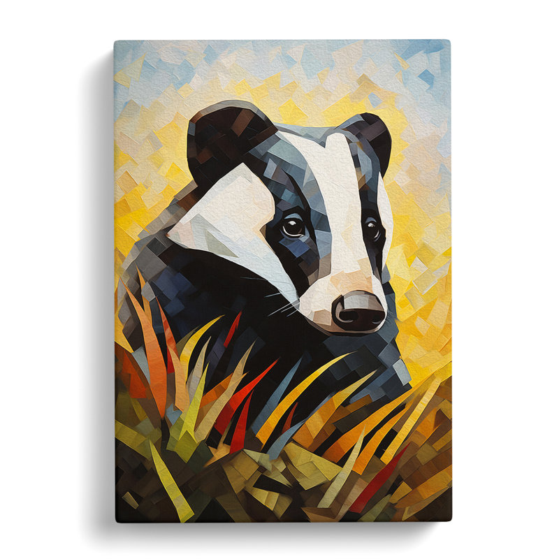 Badger Cubism - Wrapped Canvas, 60cm H x 40cm W x 3cm D