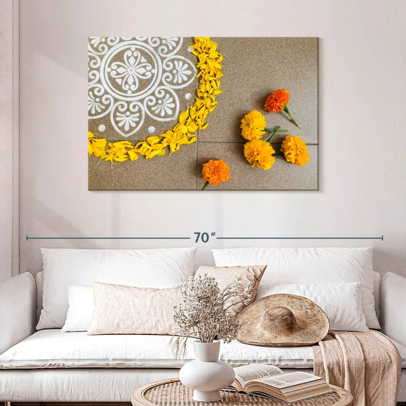 Adella Rangoli With Marigolds, 30" H x 45" W