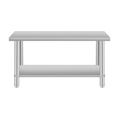 Table de travail commerciale en acier inoxydable de 48 po x 24 po par 24 avec tablette sous la tablette pour une utilisation à la maison et au restaurant, surface de cuisson confortable de 31,5 po x 24 po