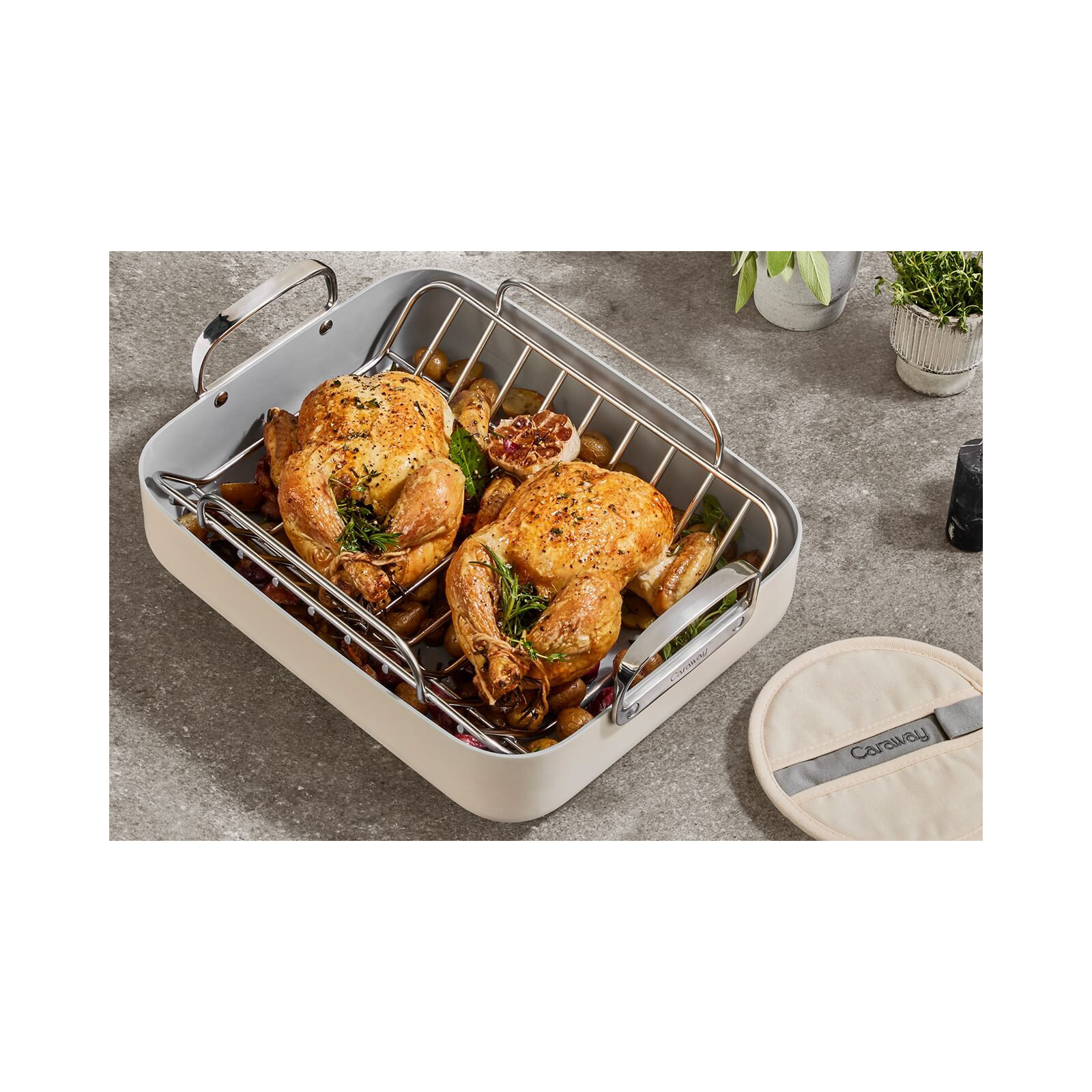 Caraway Roasting Pan W/ Rack, Cream
