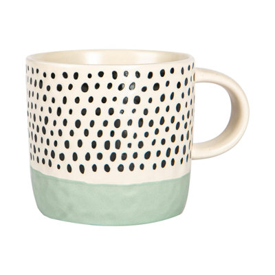 Nicola Spring - Dipped Dotty Stoneware Coffee Mug - 385ml
