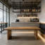 Table moderne en bois massif avec espace de travail moderne et espace de travail collaboratif-138886527