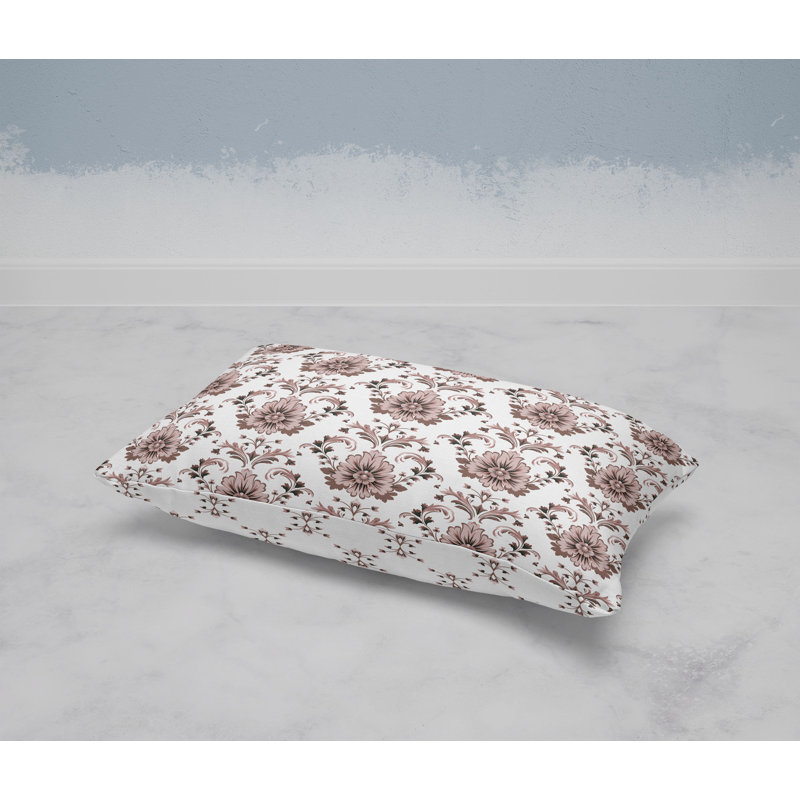Ornate Opulence  Rectangular Throw Pillow, White/Pink