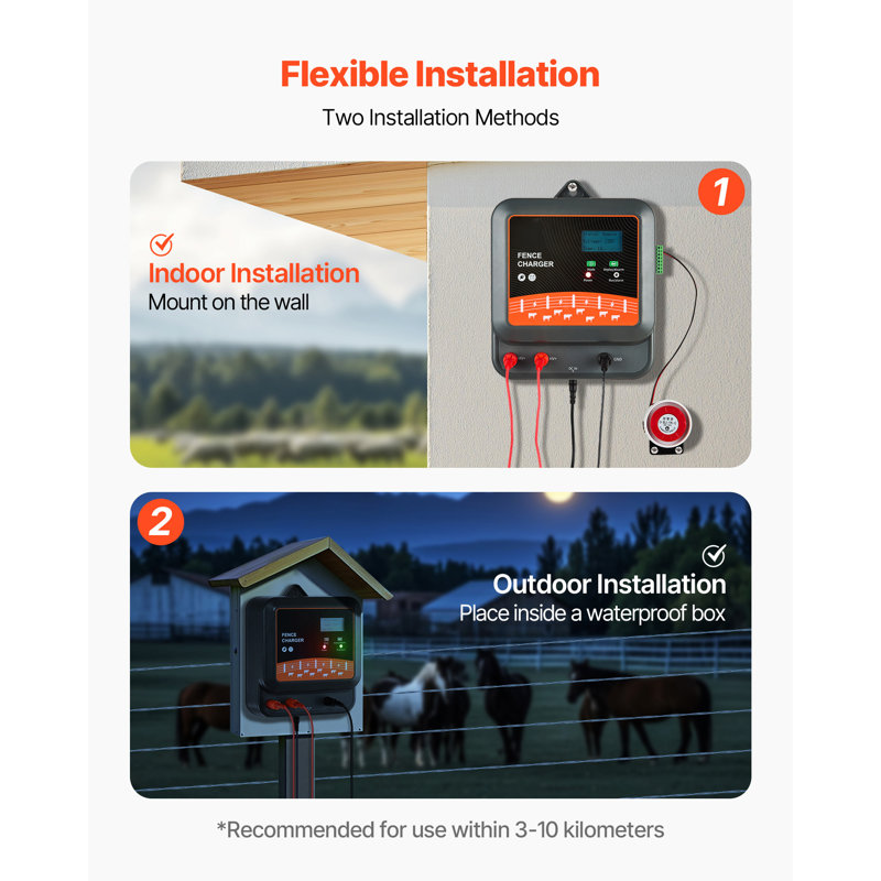 2J/3J/5J Multi-Powered Electric Fence Charger Energizer 6.2 Miles Range