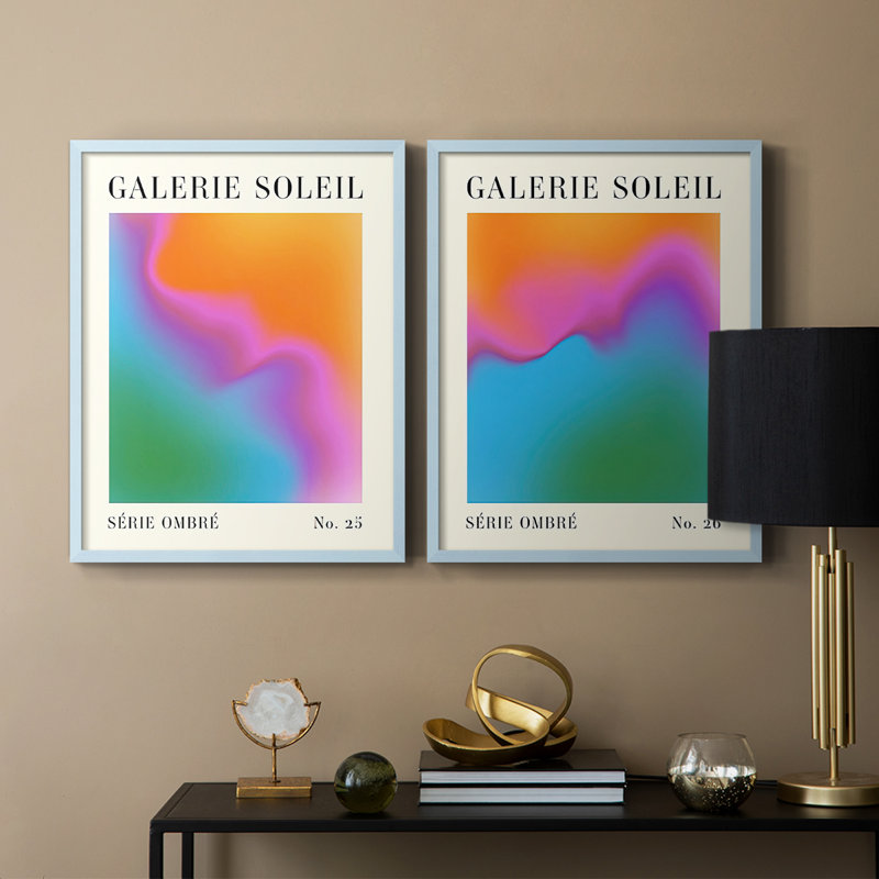 Reproduction encadrée Gallerie Gradient I-Premium - prête à être accrochée - aucun clou requis - aucun clou requis, Bleu