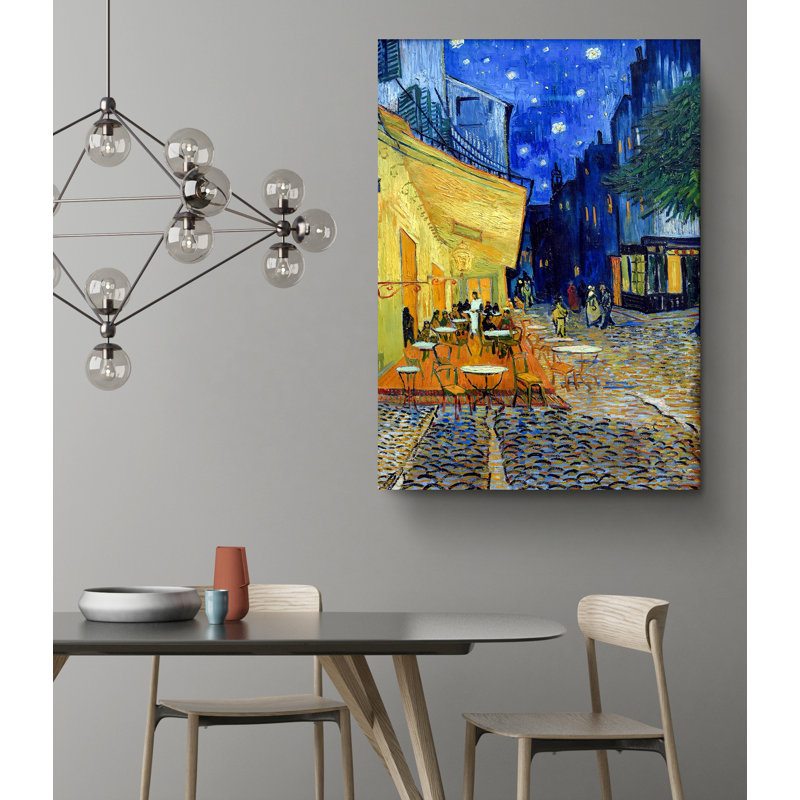 Reproduction sur toile tendue, "The Cafe Terrace on the Place du Forum Arles at Night" par Vincent Van Gogh