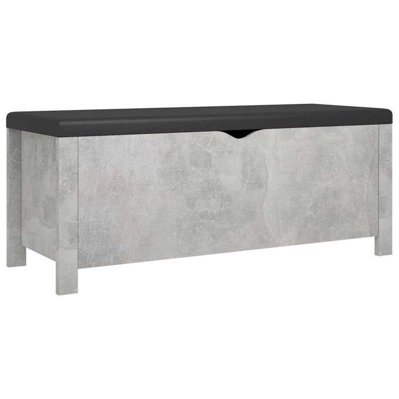Banc de rangement en similicuir Atalfo, Noir, Gris béton