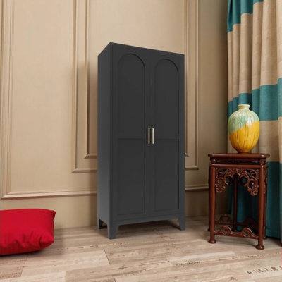 61'' 2 Shapely Doors Metal Storage Cabinet with Adjustable Shelves, Ideal for Bedroom, Living Room - Black