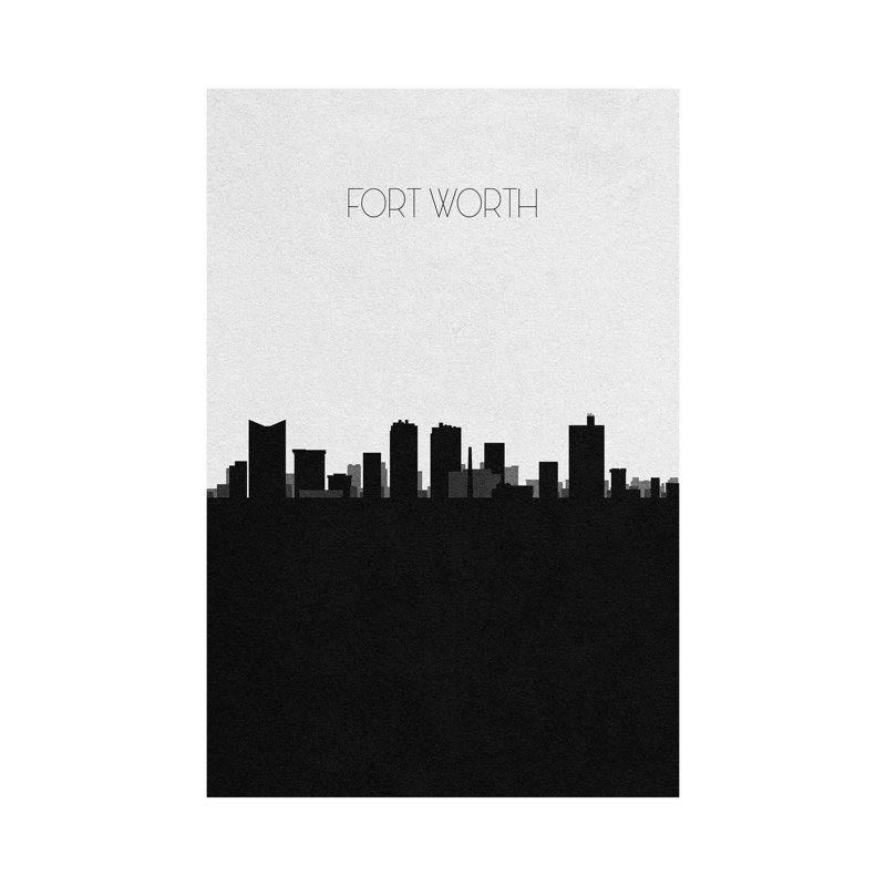 Fort Worth, Texas City Skyline 1 Piece Wrapped Canvas Wall Art, 20.32 cm H x 30.48 cm W