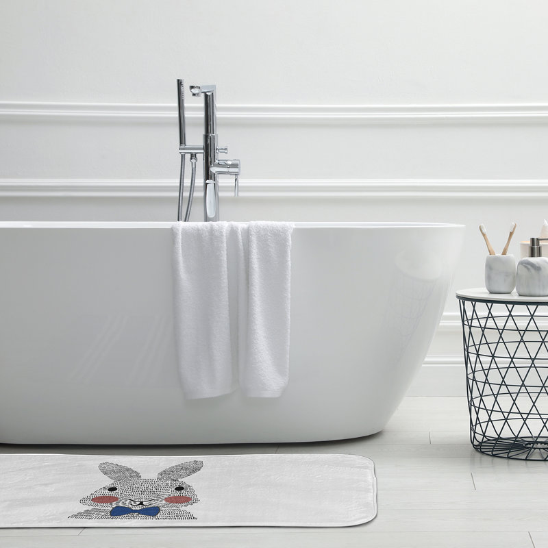 Tapis de bain Brahma, L 17 po x L 24 po, Bleu et noir