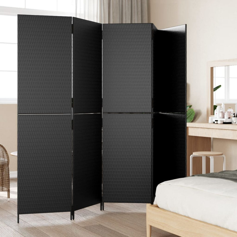 Neyzer Folding Room Divider, 5, 180cm H x 245cm W, Black