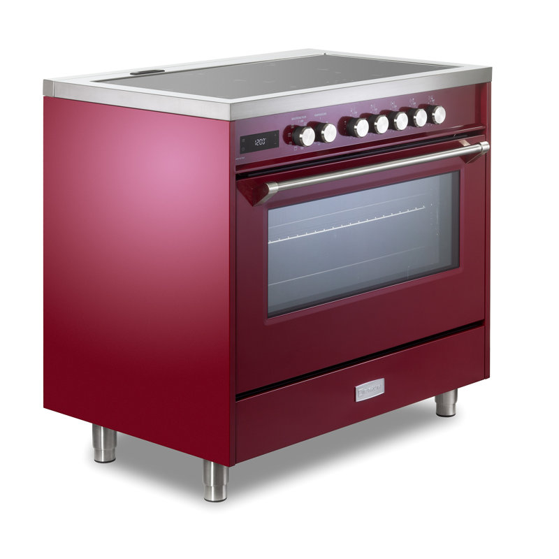 Verona Ultima 36" 5 Burner Single Induction Range Stainless, Burgundy