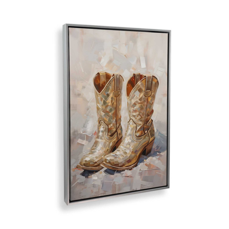 «Cowboy Essentials in Tan I», reproduction sur toile, Chrome poli, H 18,75 po x l 12,75 po