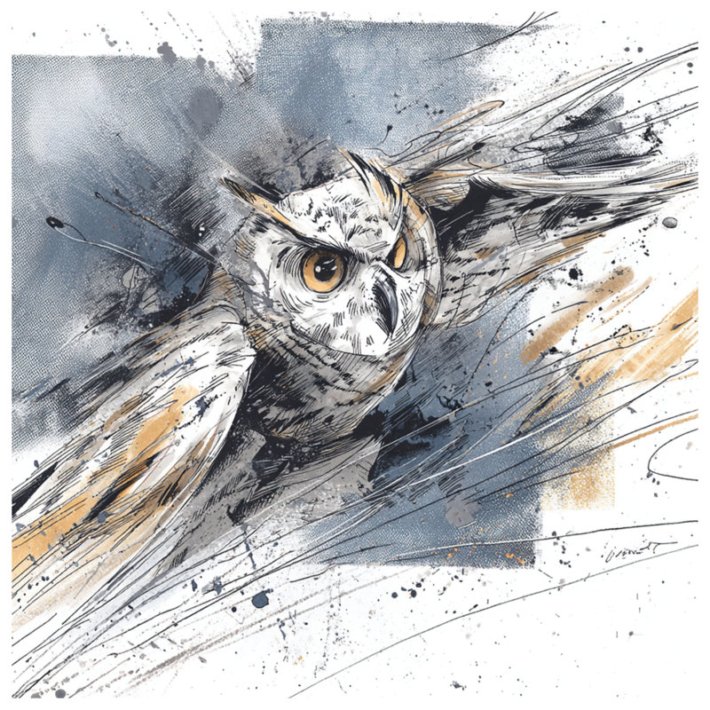 Édredon Flying Owl Illustration, Lit simple