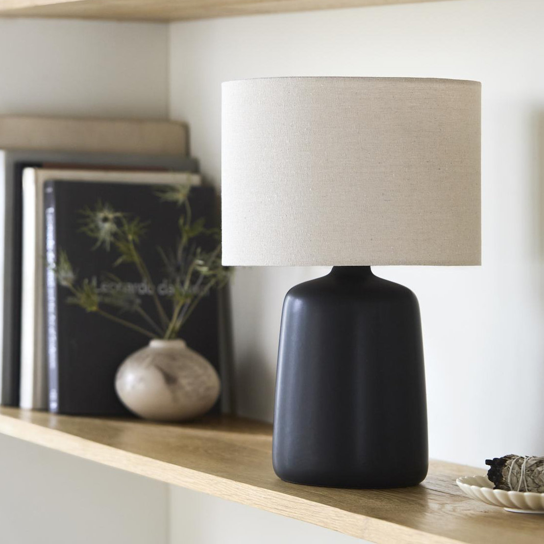 Pramit Ceramic Table Lamp, Black