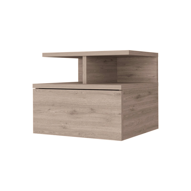 Macadamia 2-Tier Shelf Floating Nightstand, Light Gray