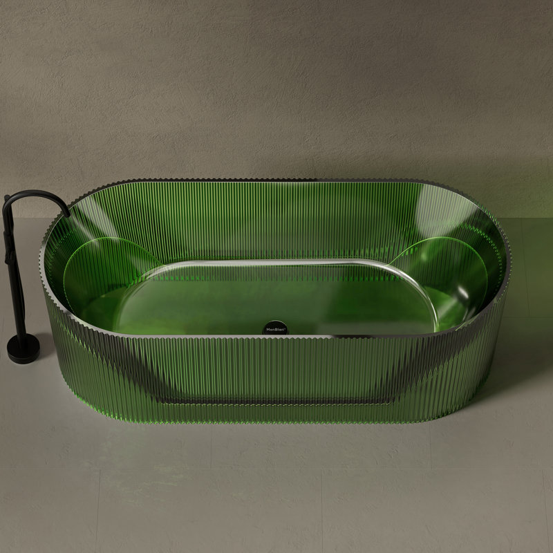 MonBlari 67" X 29" Freestanding Soaking Resin Bathtub with Pop-up Drain For Bathroom