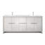 Meuble-lavabo blanc l 80 po x P 20 po avec comptoir en quartz et robinet en nickel brossé 20 armoires intérieures spacieuses