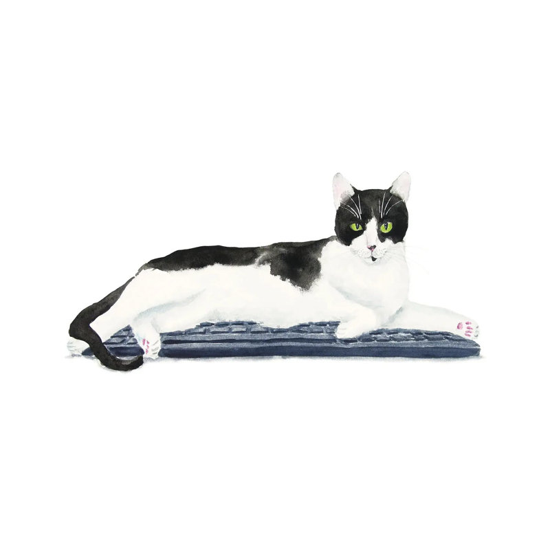 «Tuxedo chat on the clavier» par Alexey Dmitetchich Shmyrov - reproduction, H 12 po x l 18 po x 1,5 po