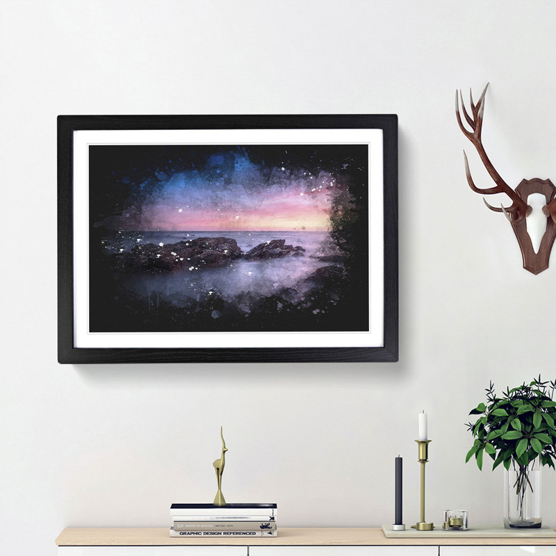 Sunset in Malaga Spain - Picture Frame Graphic Art Print, Black Framed, 24cm H x 33cm W x 2cm D