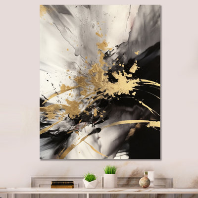 Or et gris fluides fusion II - art mural abstrait