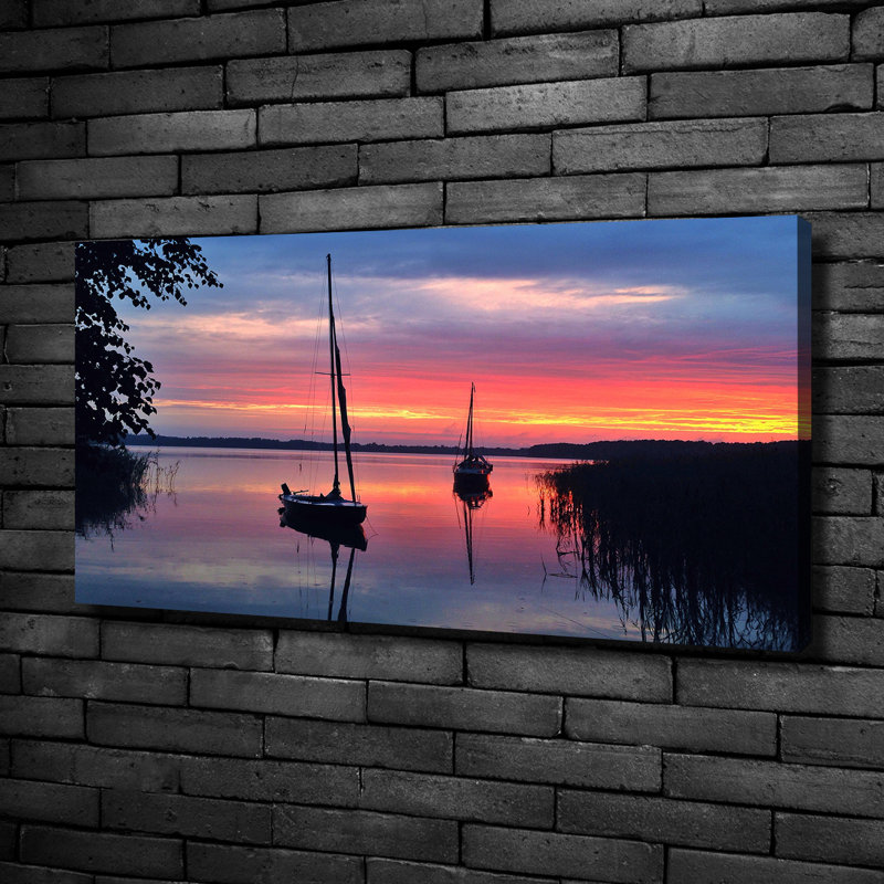 Sailboats at Sunset 1 Piece Wall Art on Canvas