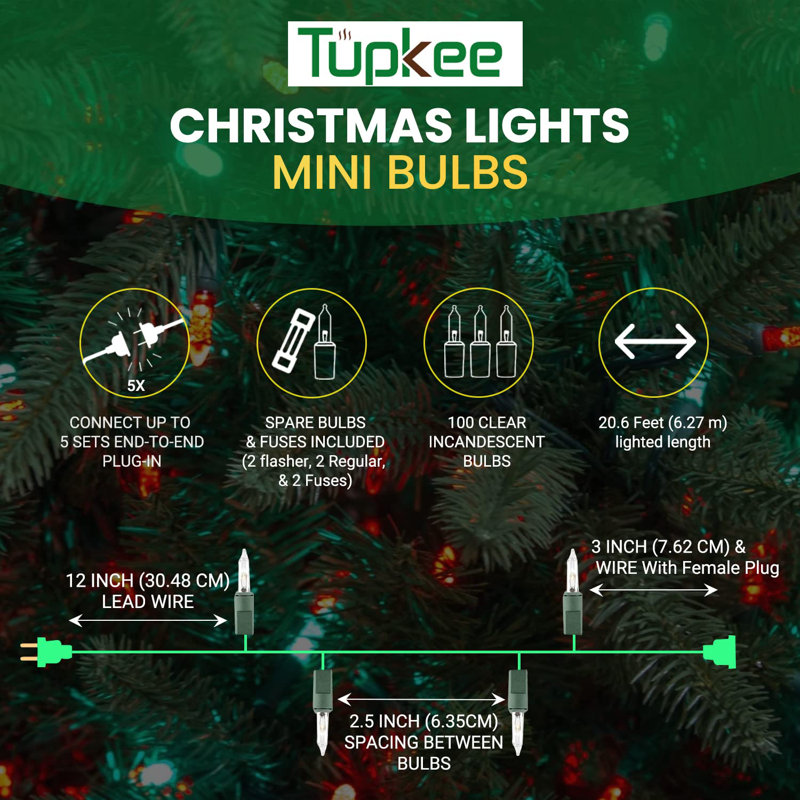 Guirlande lumineuse de Noël 300 lumières Tupkee