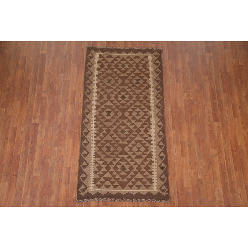 Kilim Reversible Wool Runner Rug 3x7