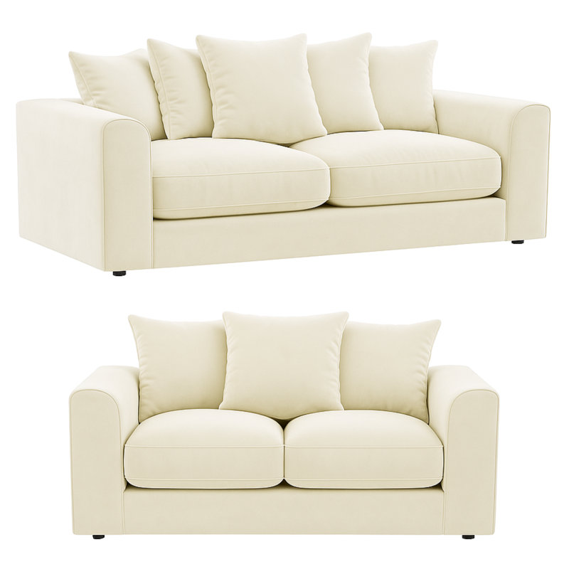 5 Seater Velvet Sofa, Cream
