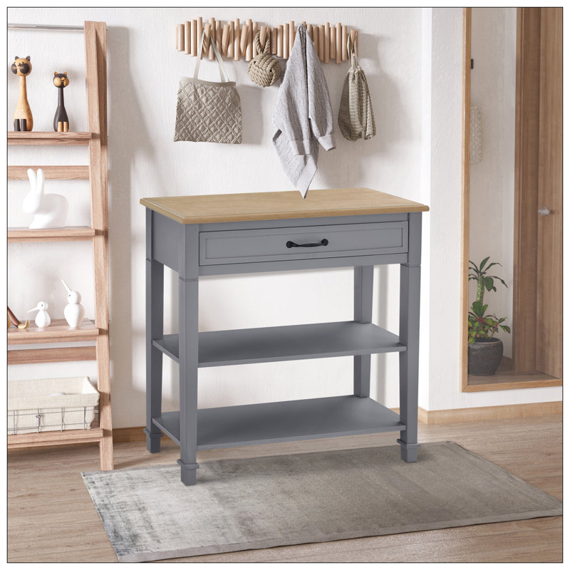 Table d'entrée avec console de style moderne avec tiroir et tablettes, construction robuste et grand rangement, gris