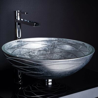 Vetro Freddo Glass Handmade Circular Vessel Bathroom Sink -  Maestro Bath, SAT-CAL-SLV