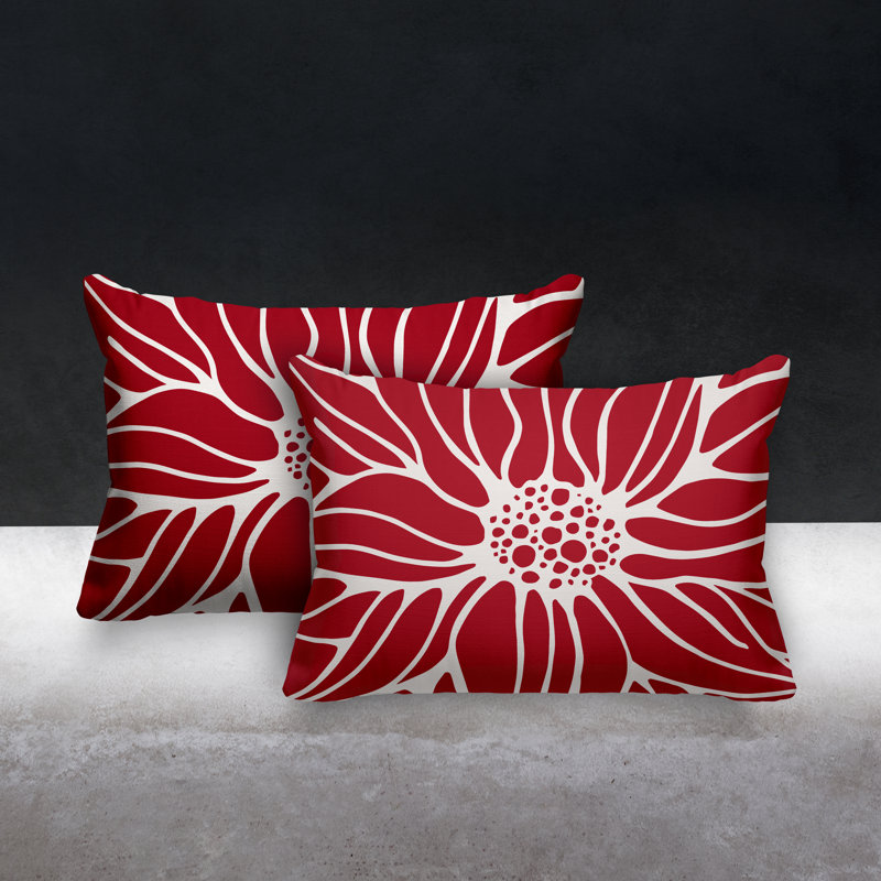 No Decorative Addition Outdoor Reversible Throw Pillow, Red