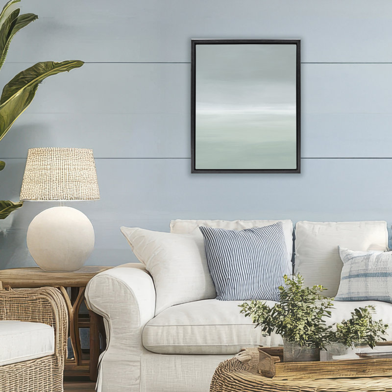 Cadre flottant gris dégradé Misty, design par Grace Popp, Cadre flottant noir de jais, H 21 po x l 17 po