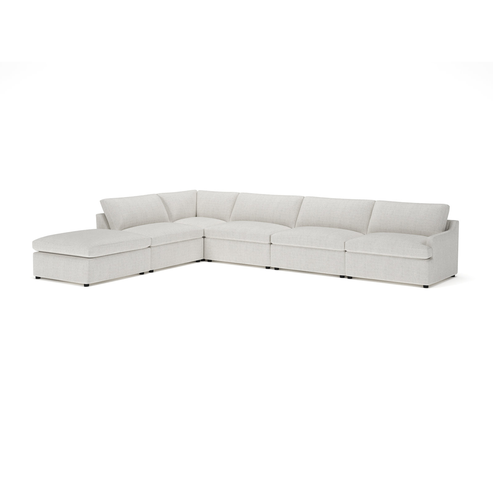 Essex 6-Piece Upholstered Modular Sectional, Monique Oyster Textured Chenille, Left Hand Facing