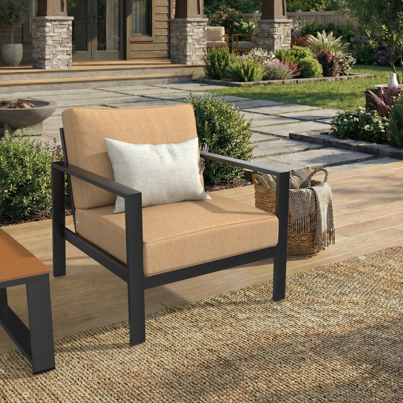 Donnely Sunbrella® Outdoor Deep Seating Louge Chair Cushion, 24" W x 24" D, Sunbrella® Heather Beige