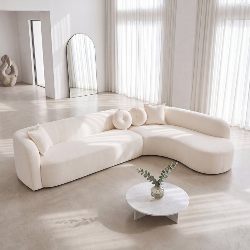 Canapé modulaire surdimensionné courbé sans os avec revêtement en chenille et coussins décoratifs sans assemblage