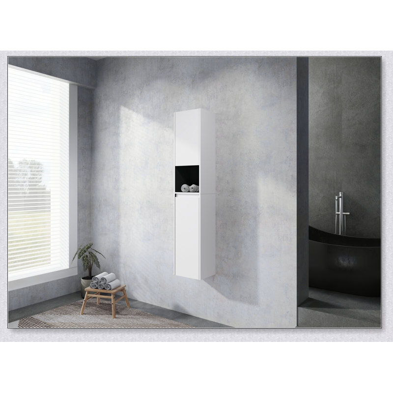 Armoire de salle de bain moderne moderne de 12 pouces avec portes à fermeture douce et fixation flottante pour des solutions de rangement élégantes