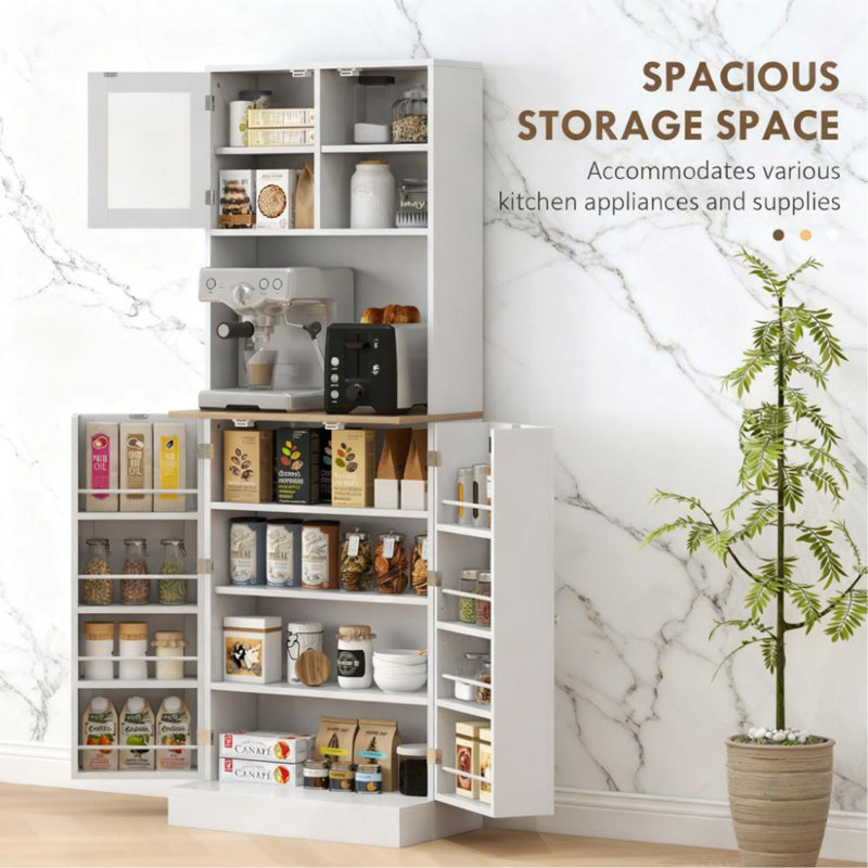 Armoire pour micro-ondes avec tablettes réglables, grand garde-manger et huche de cuisine